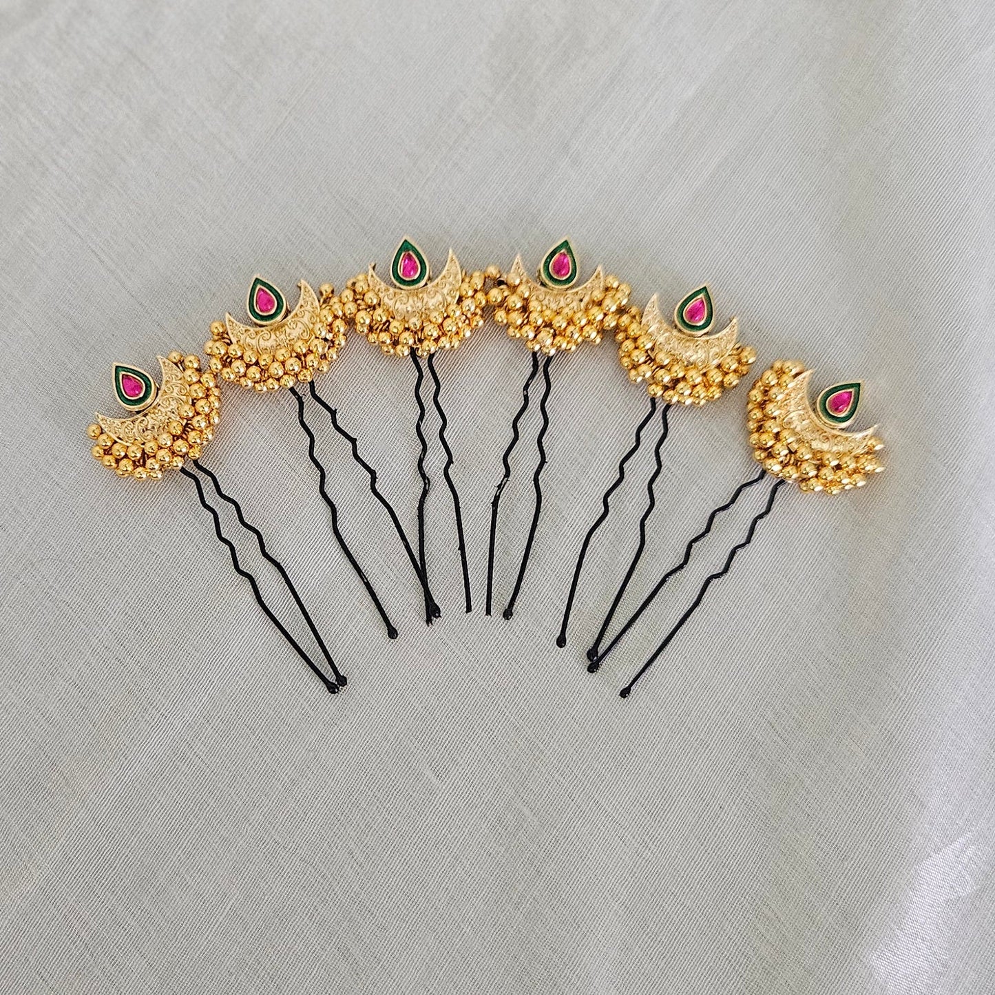ChandraBindu- Hairpins- Ruby Pink