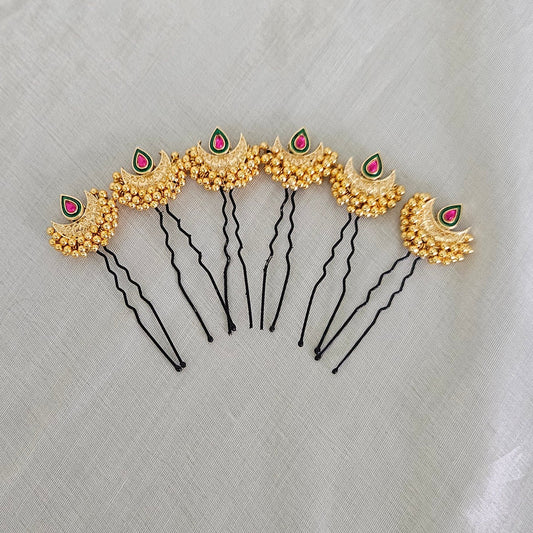 ChandraBindu- Hairpins- Ruby Pink