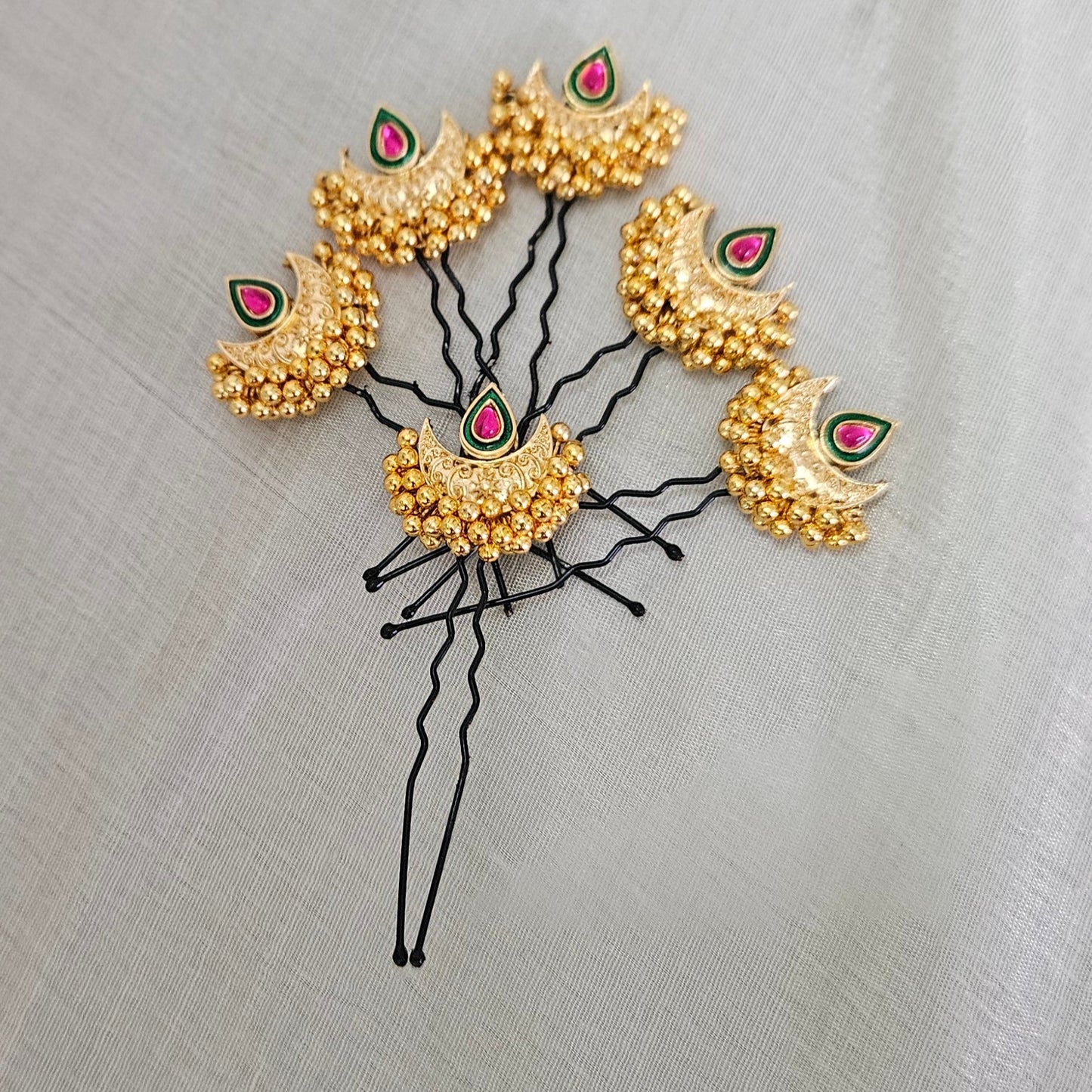 ChandraBindu- Hairpins- Ruby Pink