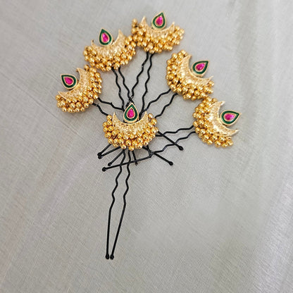 ChandraBindu- Hairpins- Ruby Pink